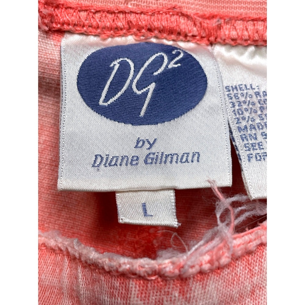 DG2 by Diane Gilman Jeans WOMEN L Pink Skinny Acid Wash Stretchy Waist Pull On - Picture 2 of 10